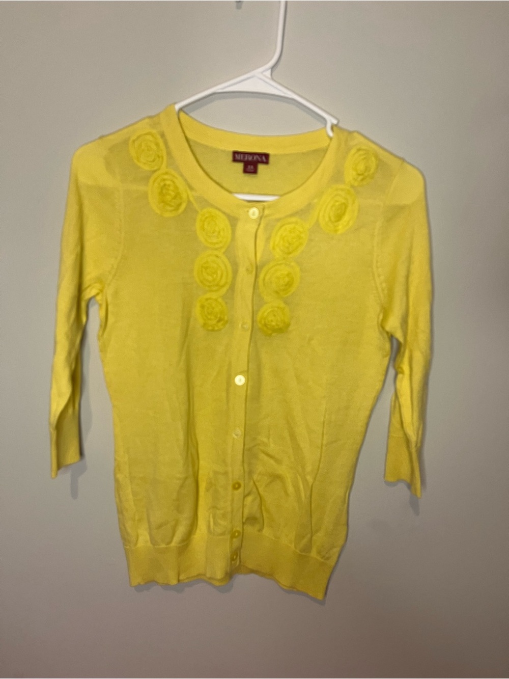 Merona Yellow Floral Rosette Cardigan Sweater xs